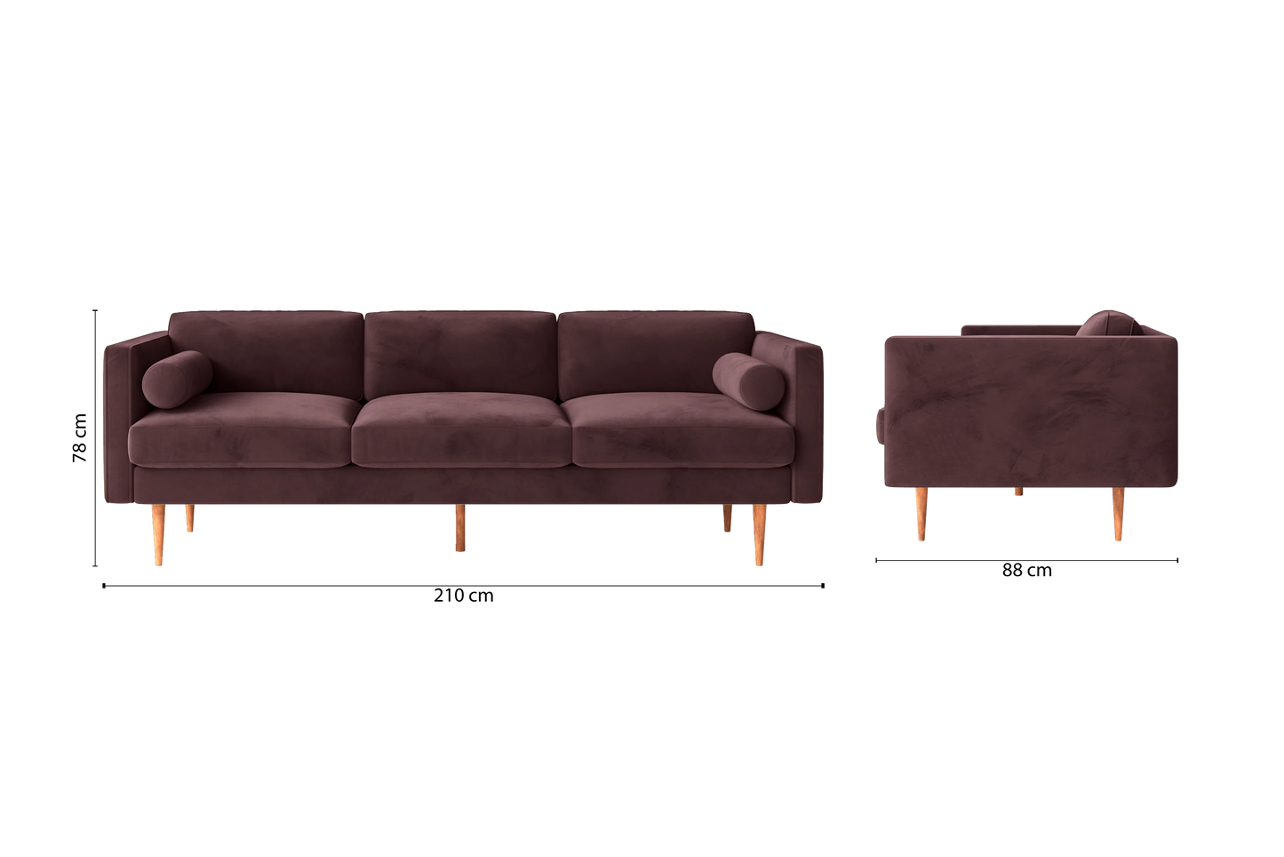 Salerno 3 Seater Sofa Grape Velvet