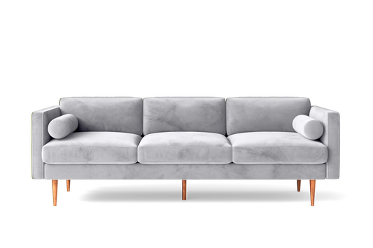 Salerno 3 Seater Sofa Silver Velvet