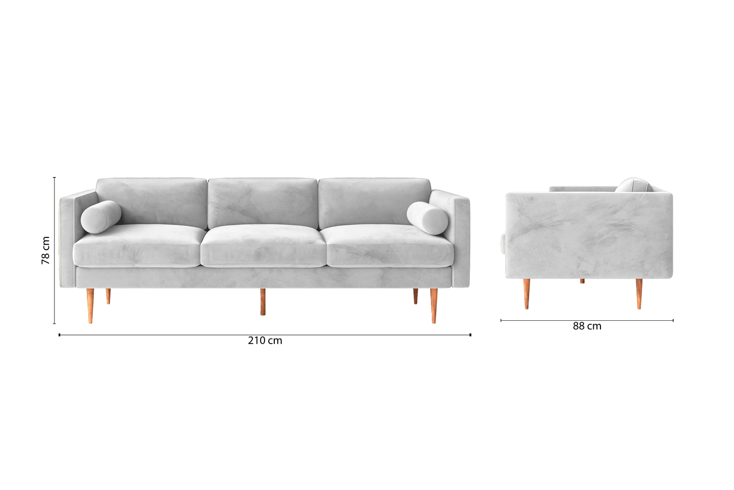 Salerno 3 Seater Sofa White Velvet