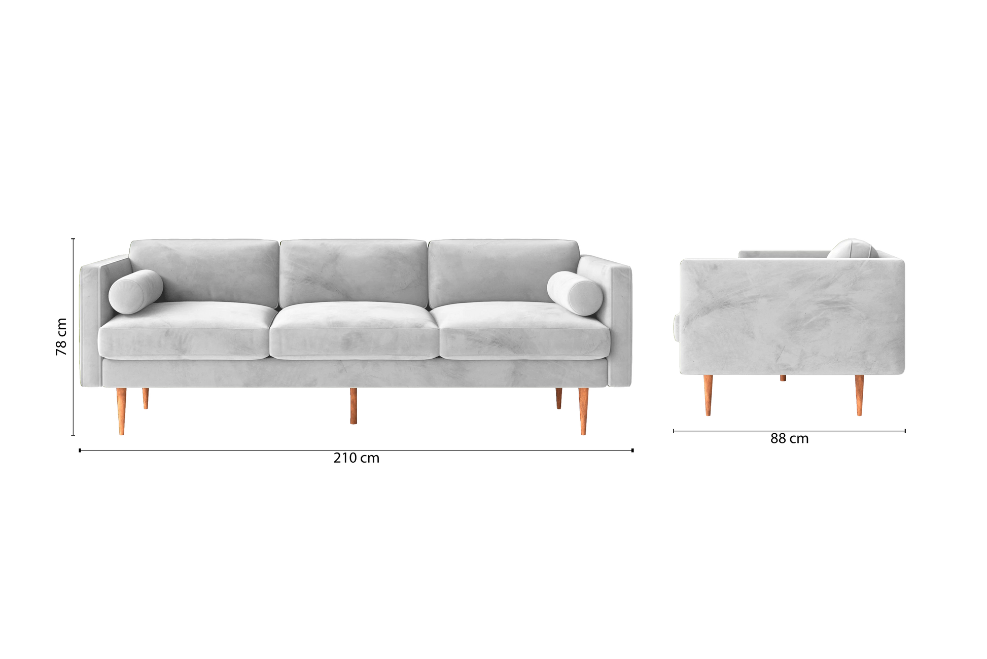 Salerno 3 Seater Sofa White Velvet