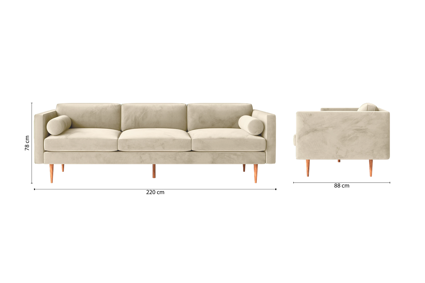 Salerno 4 Seater Sofa Cream Velvet