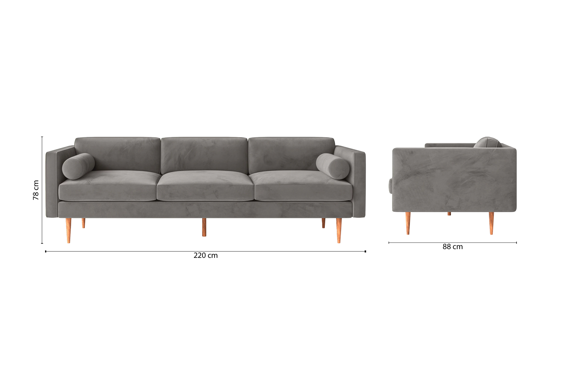 Salerno 4 Seater Sofa Grey Velvet