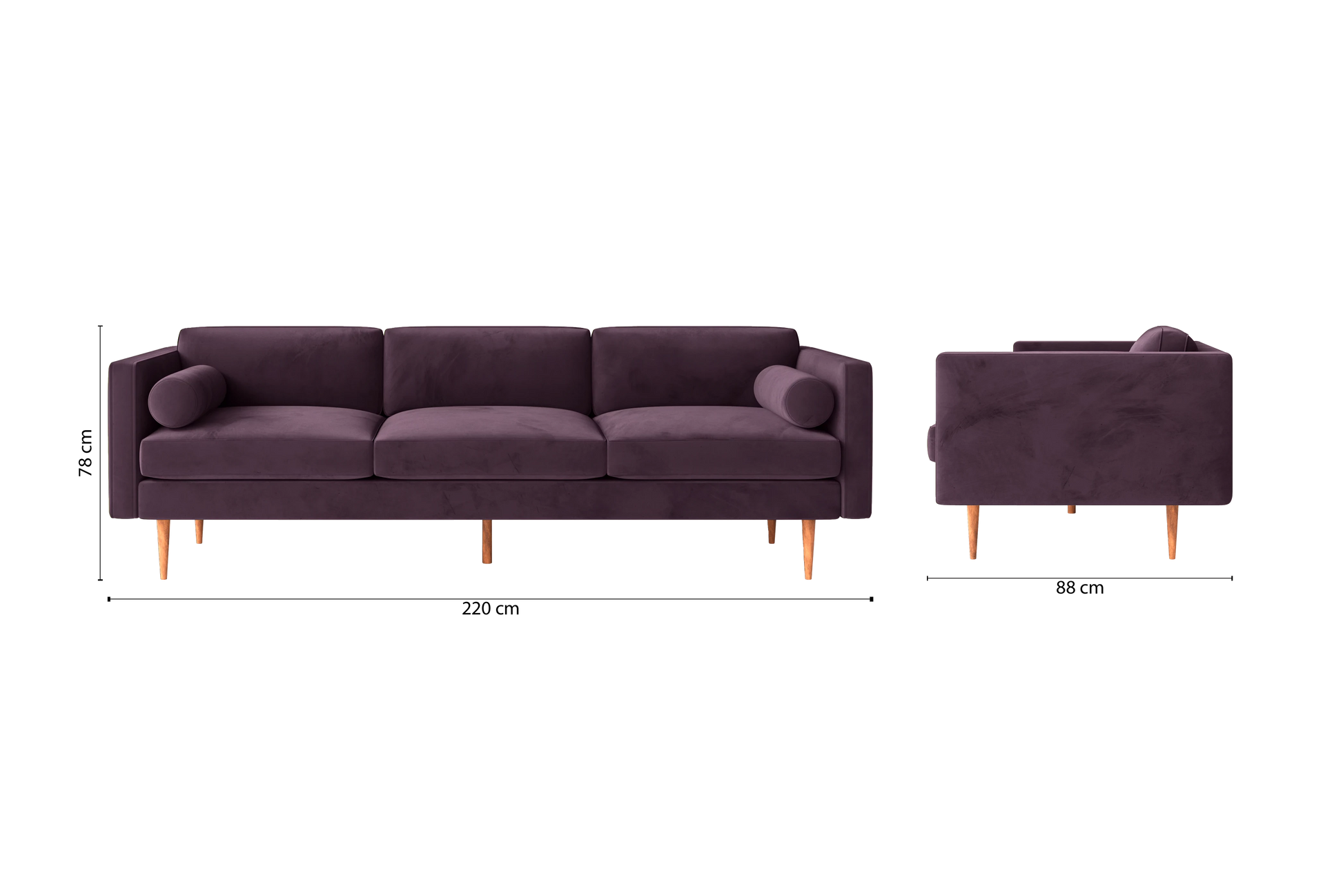 Salerno 4 Seater Sofa Purple Velvet