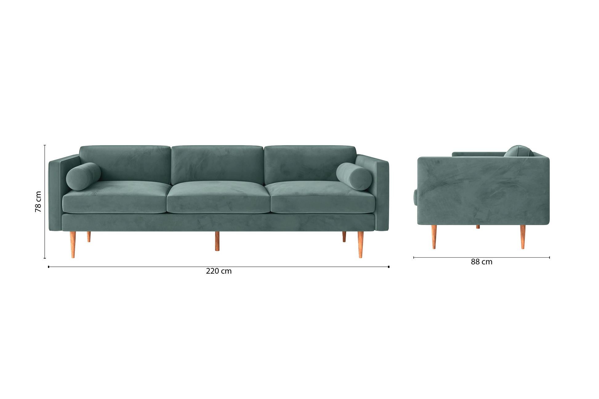 Salerno 4 Seater Sofa Teal Velvet