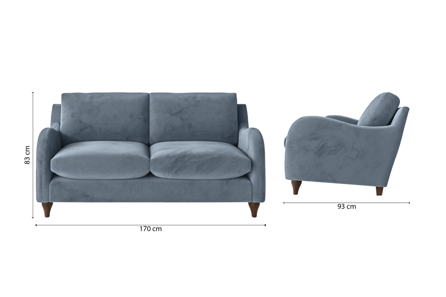 Sallisaw 2 Seater Sofa Baby Blue Velvet