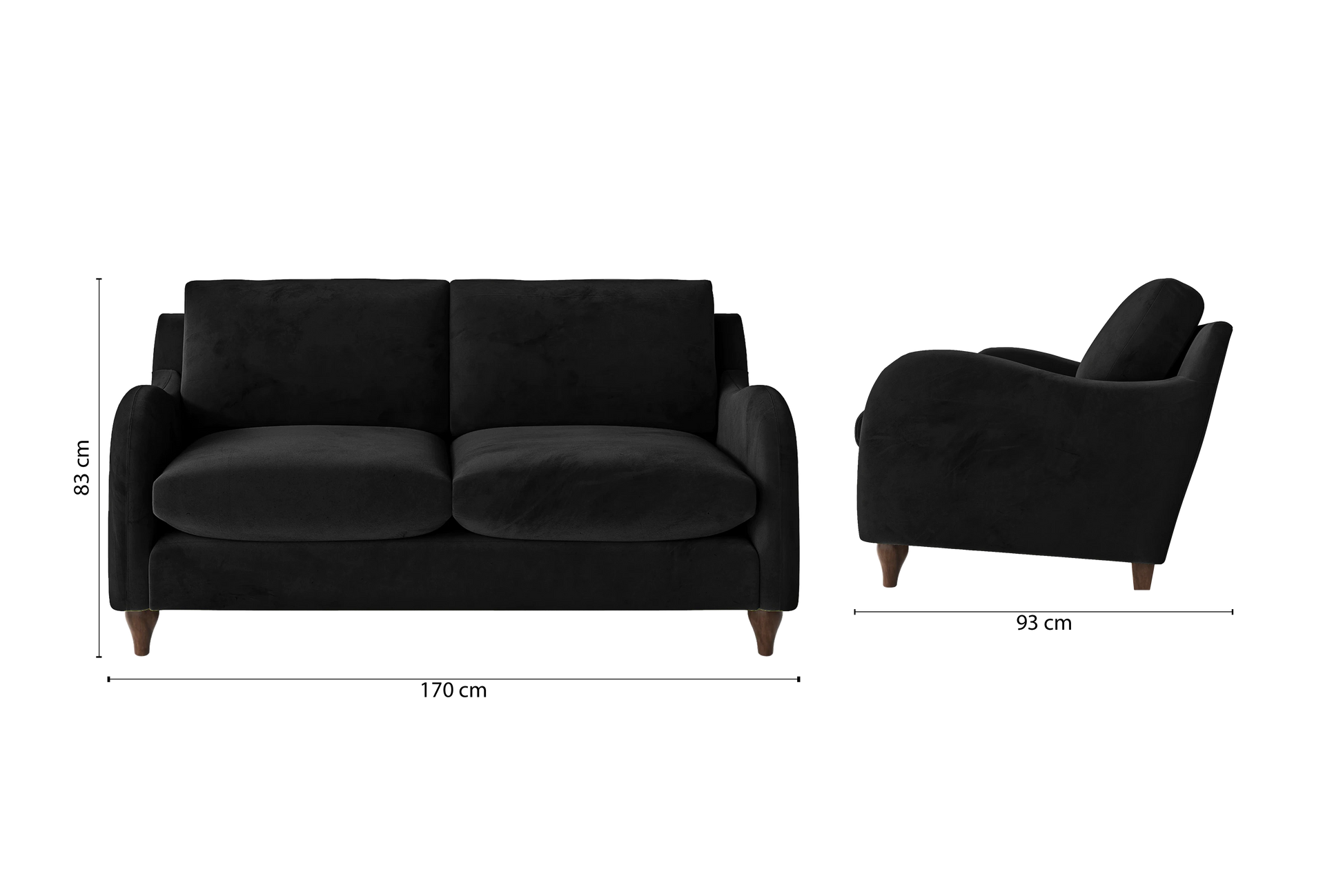 Sallisaw 2 Seater Sofa Black Velvet