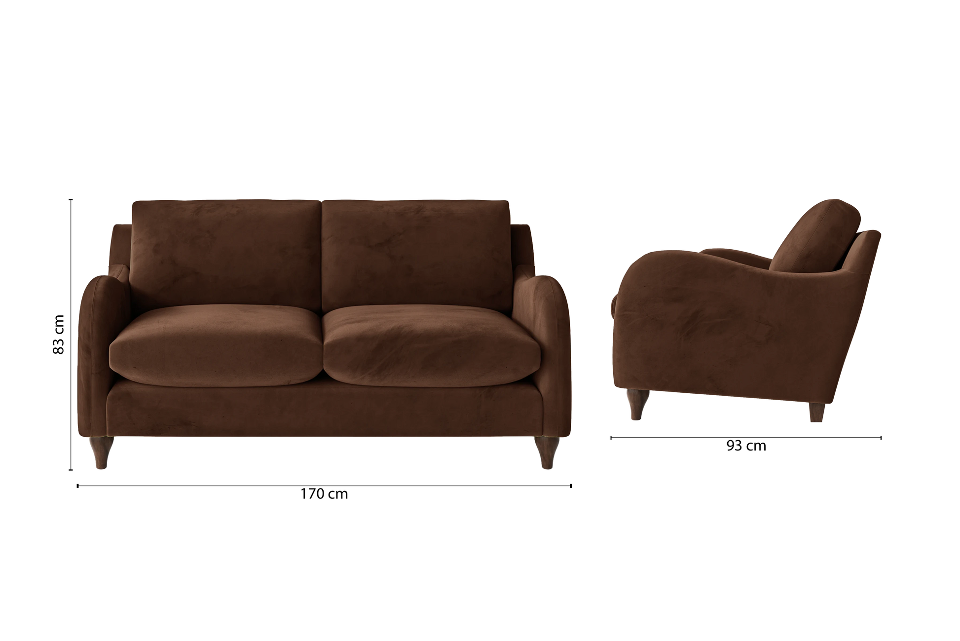 Sallisaw 2 Seater Sofa Coffee Brown Velvet