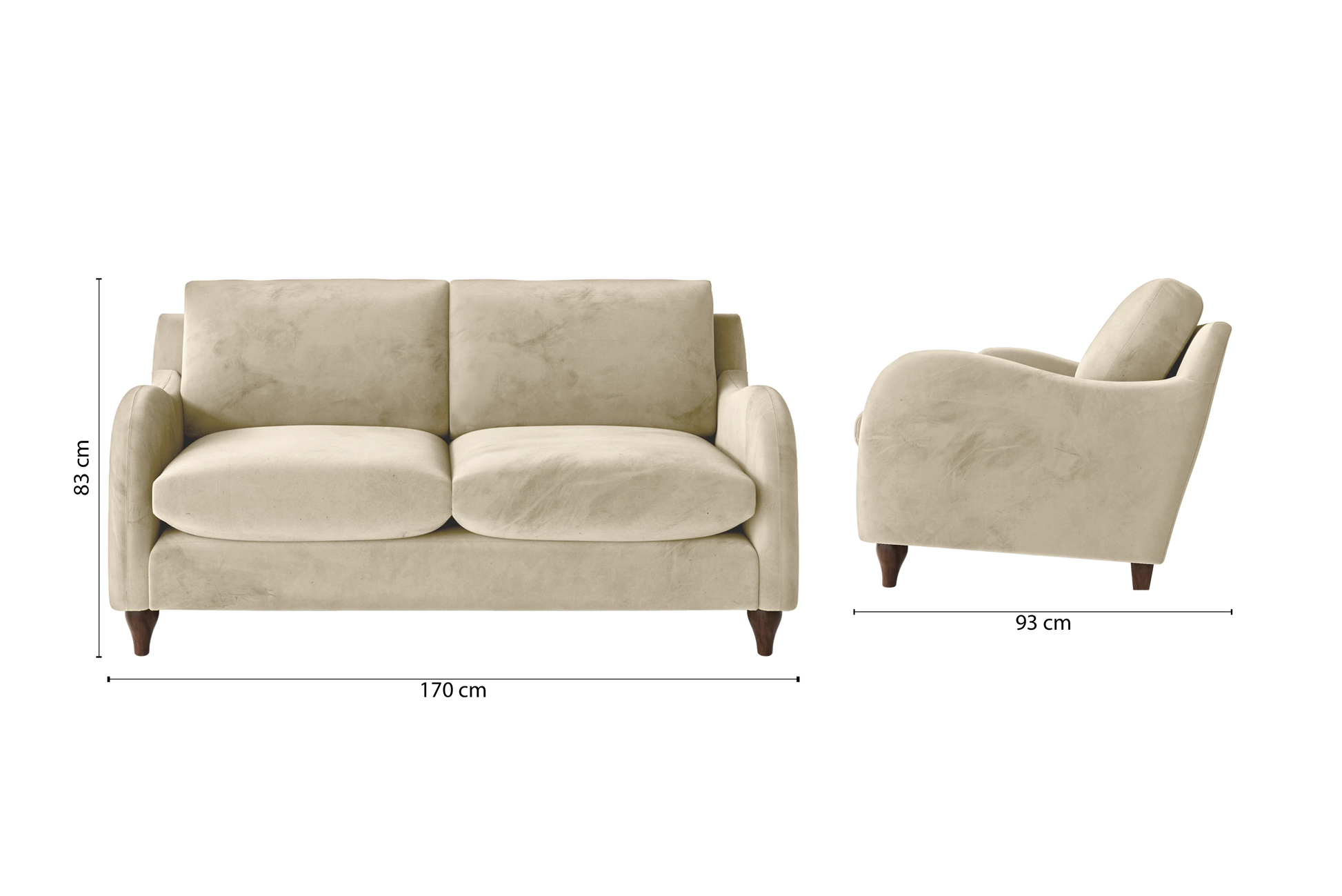 Sallisaw 2 Seater Sofa Cream Velvet