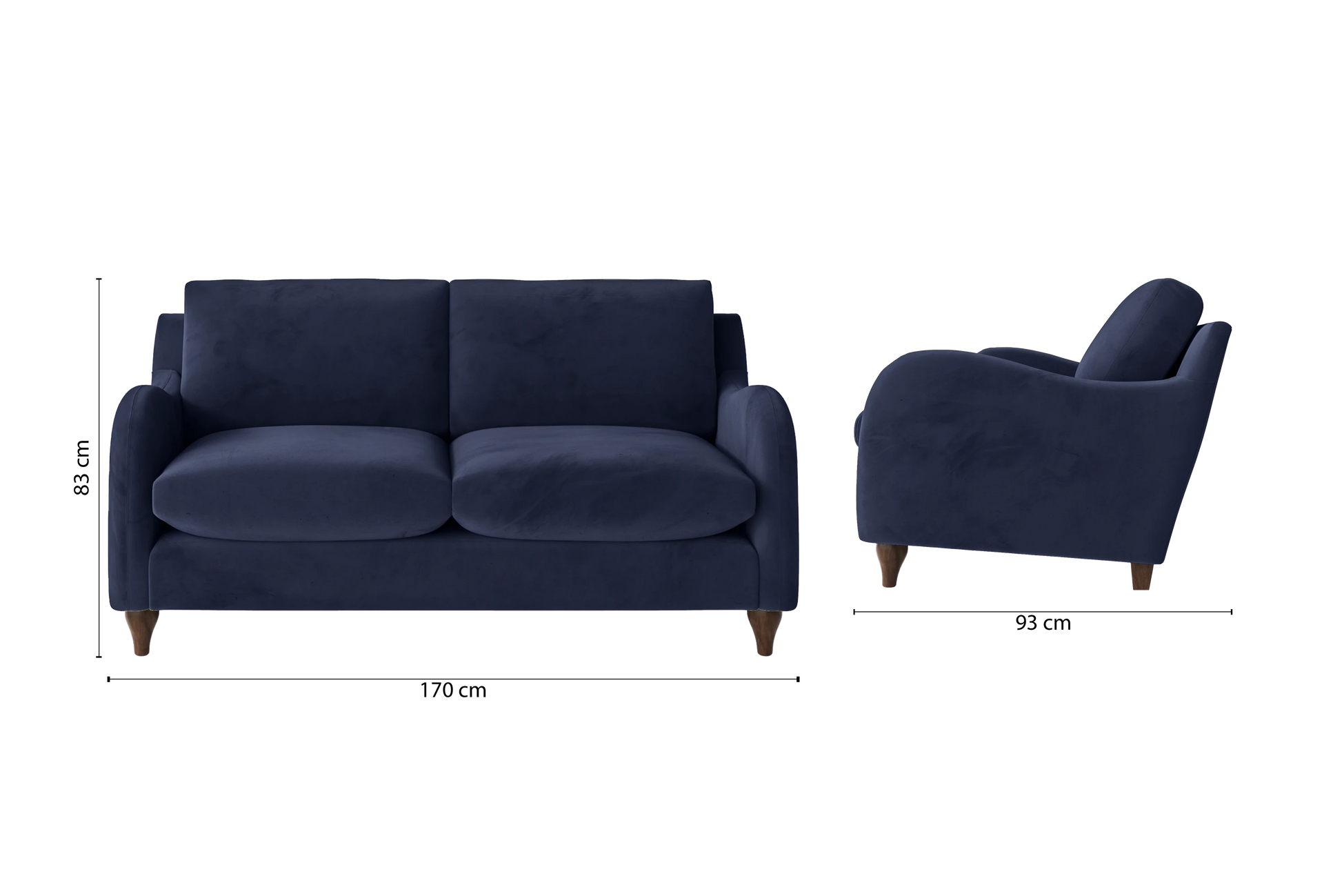 Sallisaw 2 Seater Sofa Dark Blue Velvet