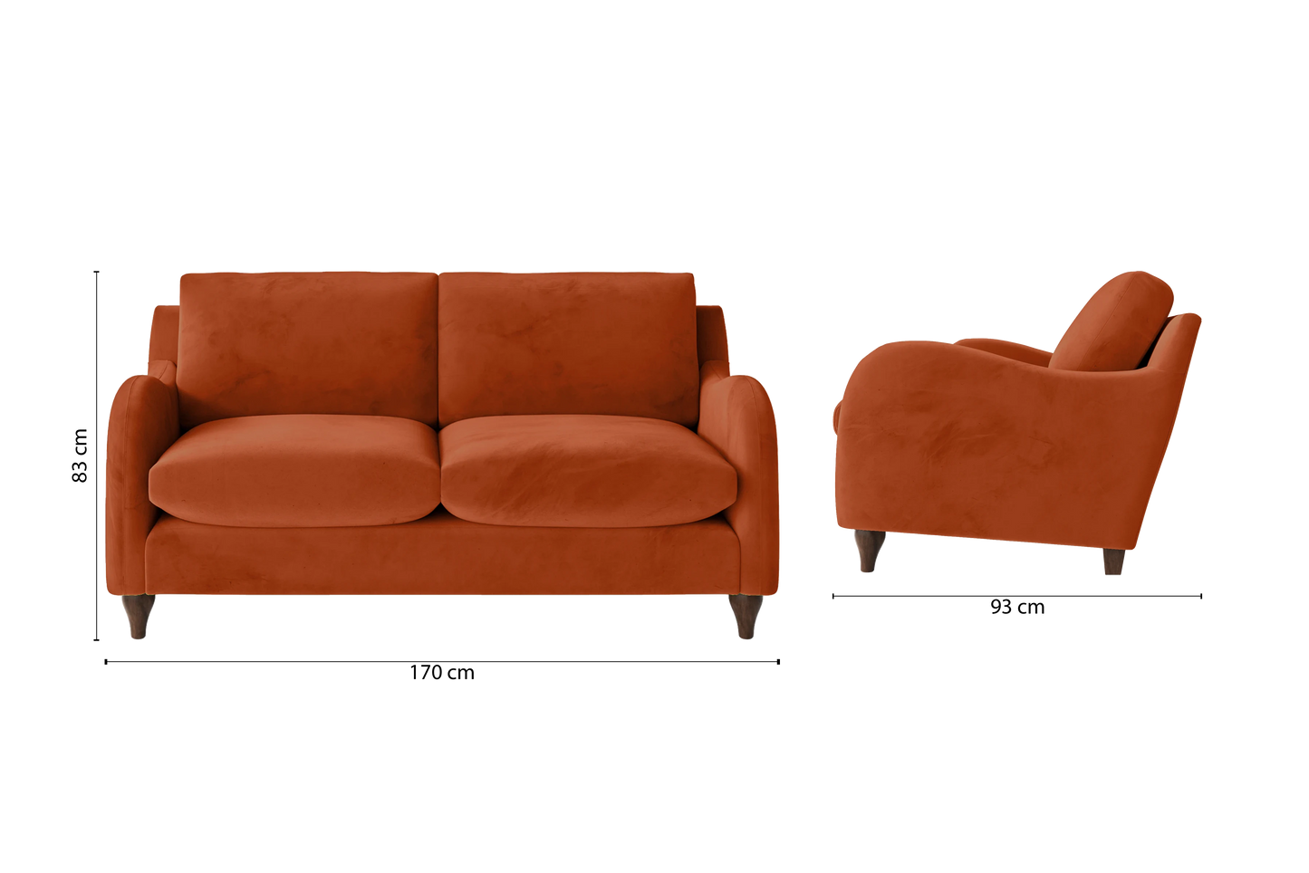 Sallisaw 2 Seater Sofa Orange Velvet