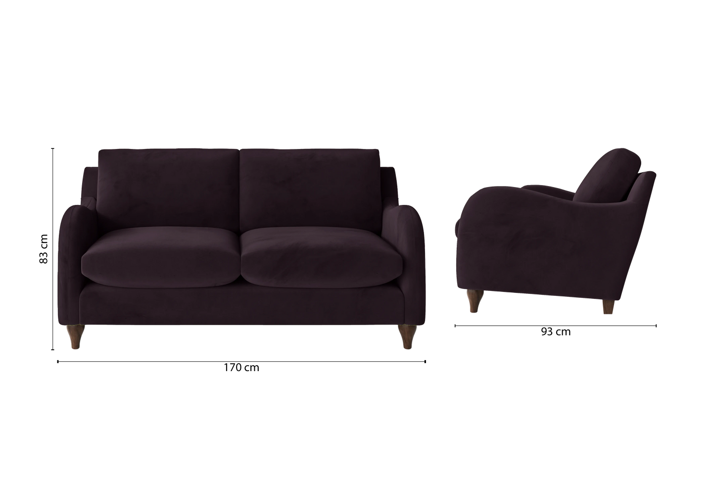 Sallisaw 2 Seater Sofa Purple Velvet