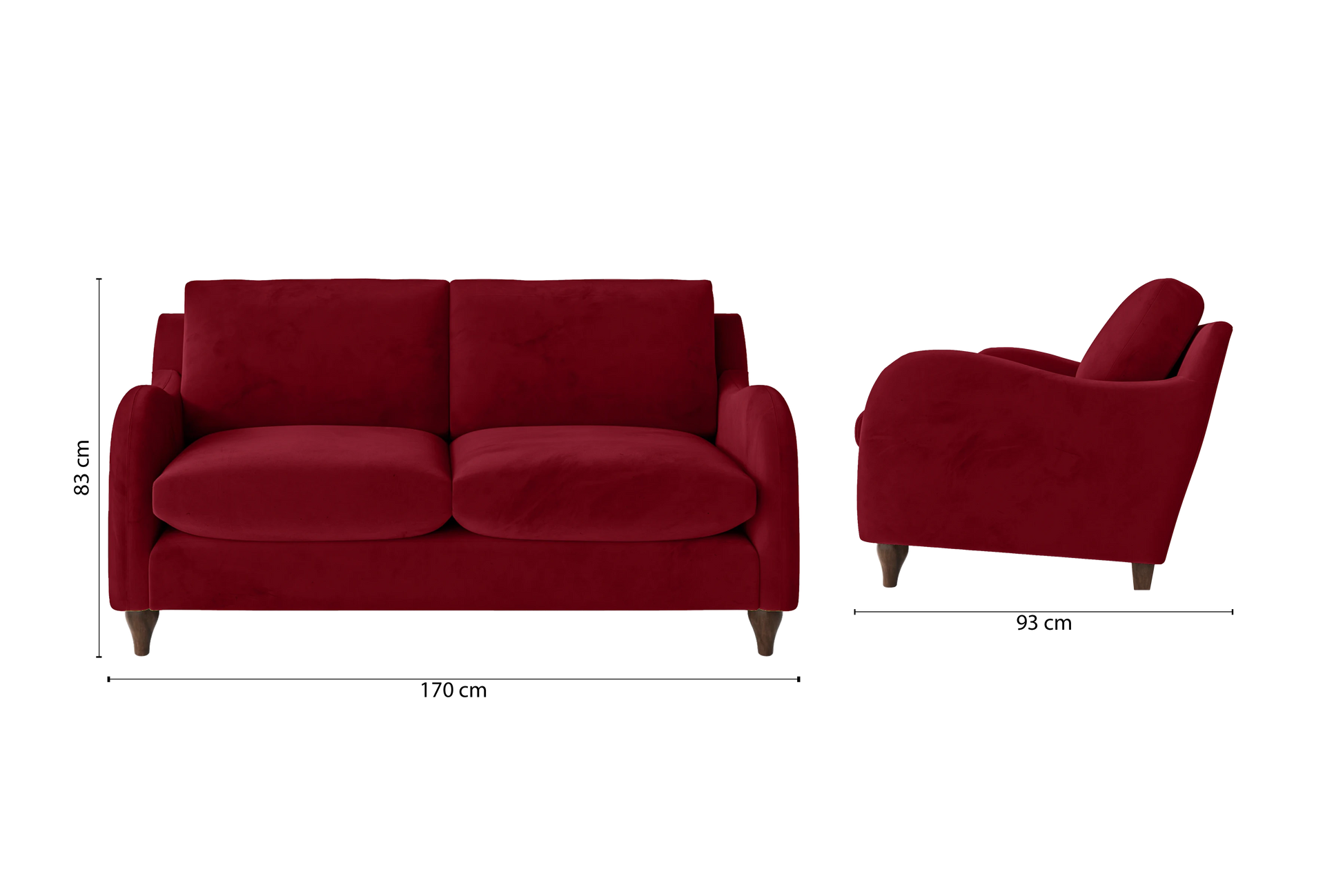 Sallisaw 2 Seater Sofa Red Velvet