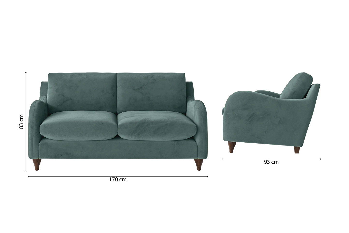 Sallisaw 2 Seater Sofa Teal Velvet