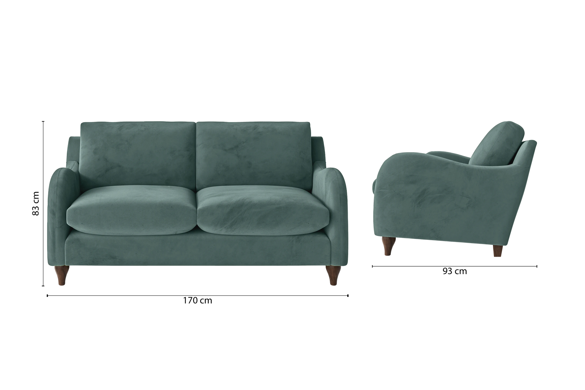 Sallisaw 2 Seater Sofa Teal Velvet