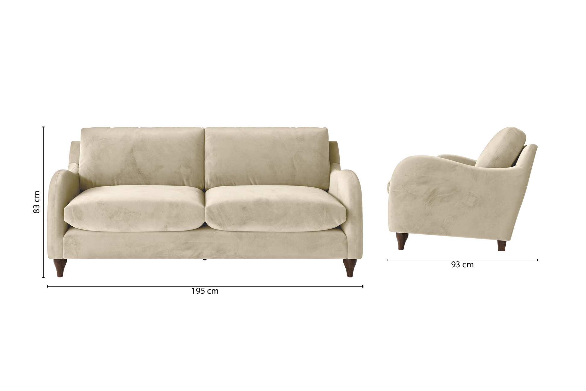 Sallisaw 3 Seater Sofa Cream Velvet