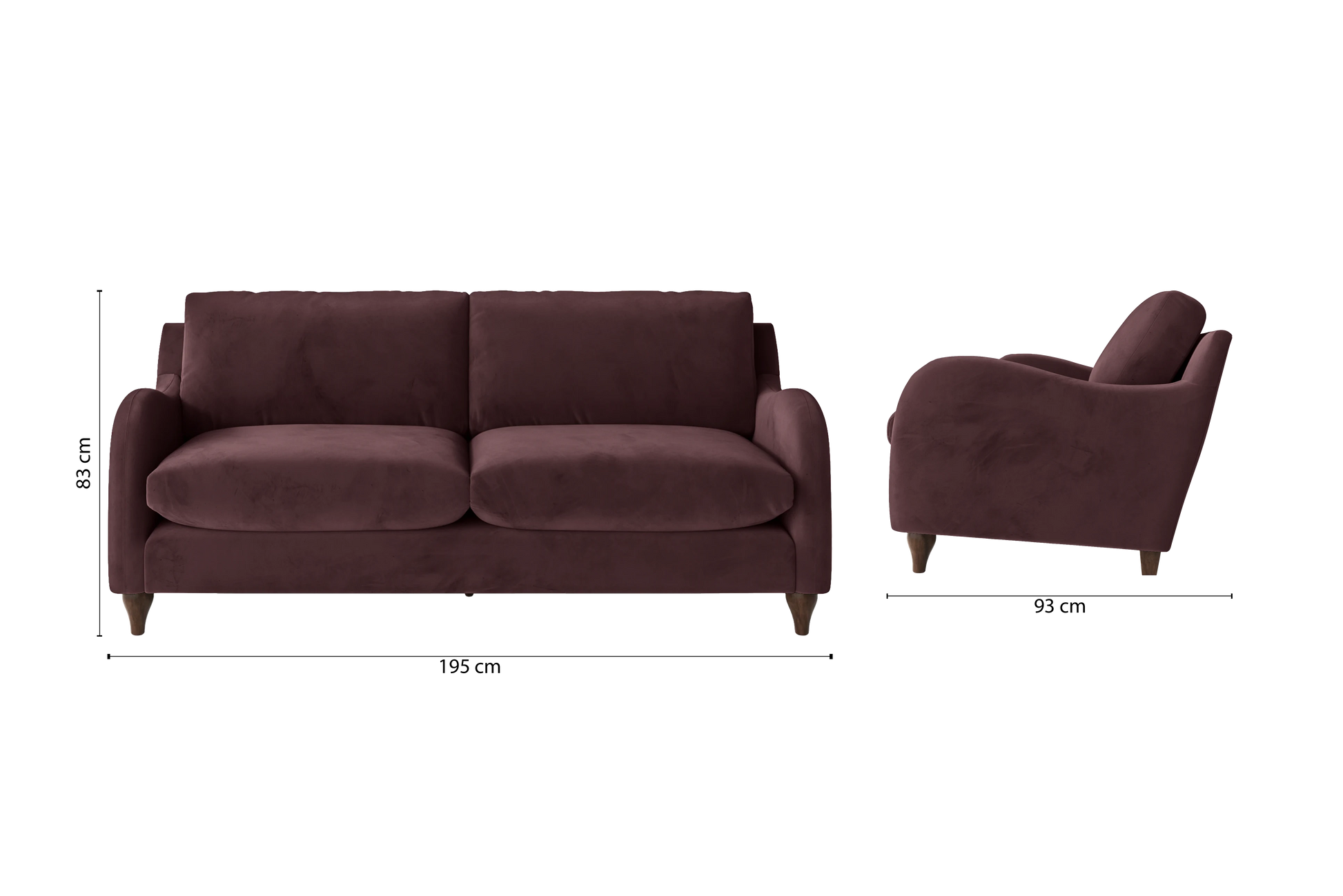 Sallisaw 3 Seater Sofa Grape Velvet