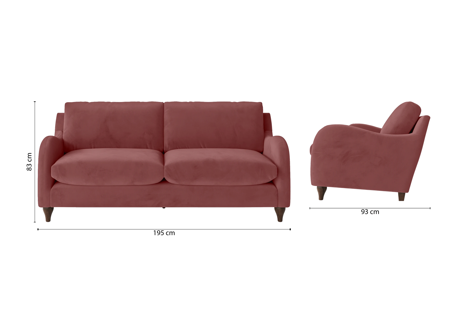 Sallisaw 3 Seater Sofa Pink Velvet