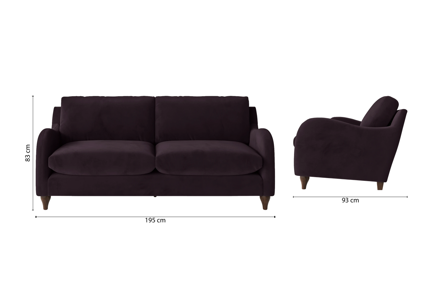 Sallisaw 3 Seater Sofa Purple Velvet