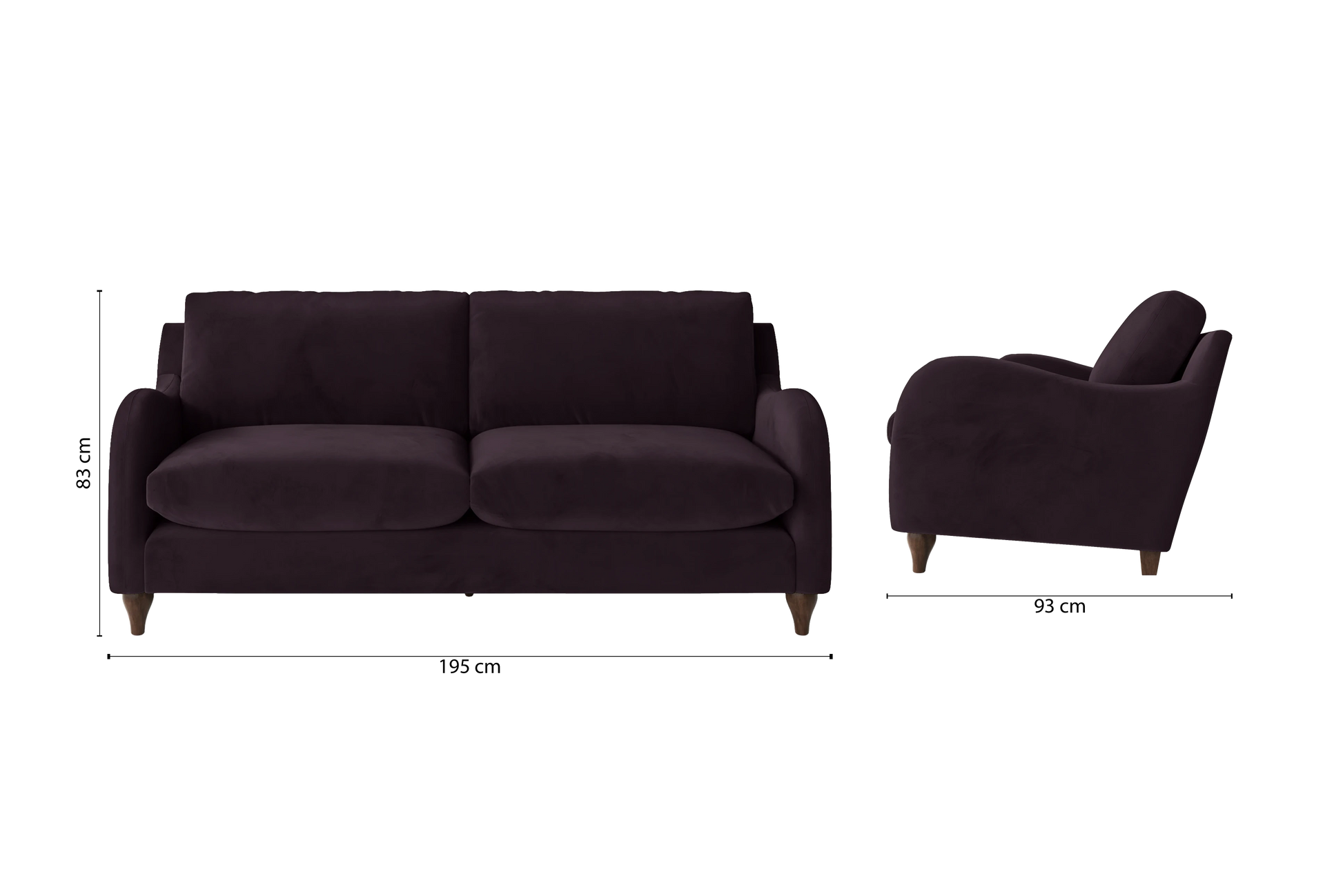 Sallisaw 3 Seater Sofa Purple Velvet