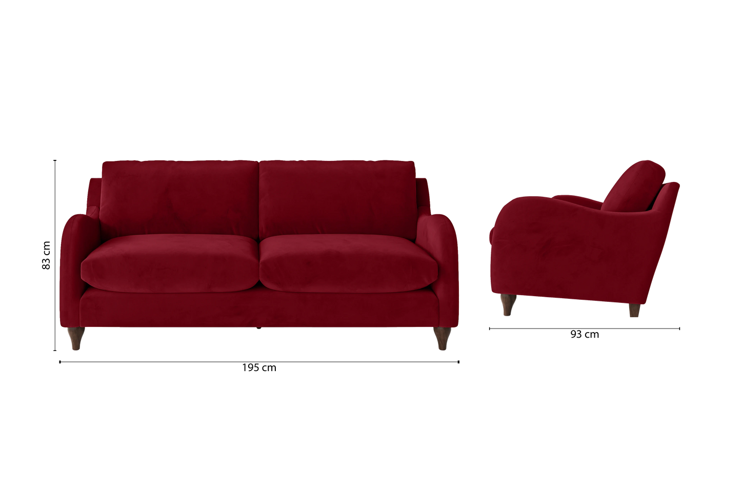 Sallisaw 3 Seater Sofa Red Velvet