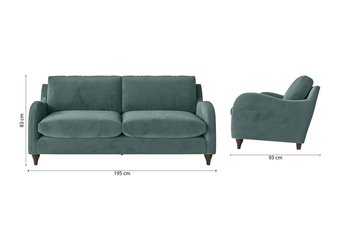 Sallisaw 3 Seater Sofa Teal Velvet