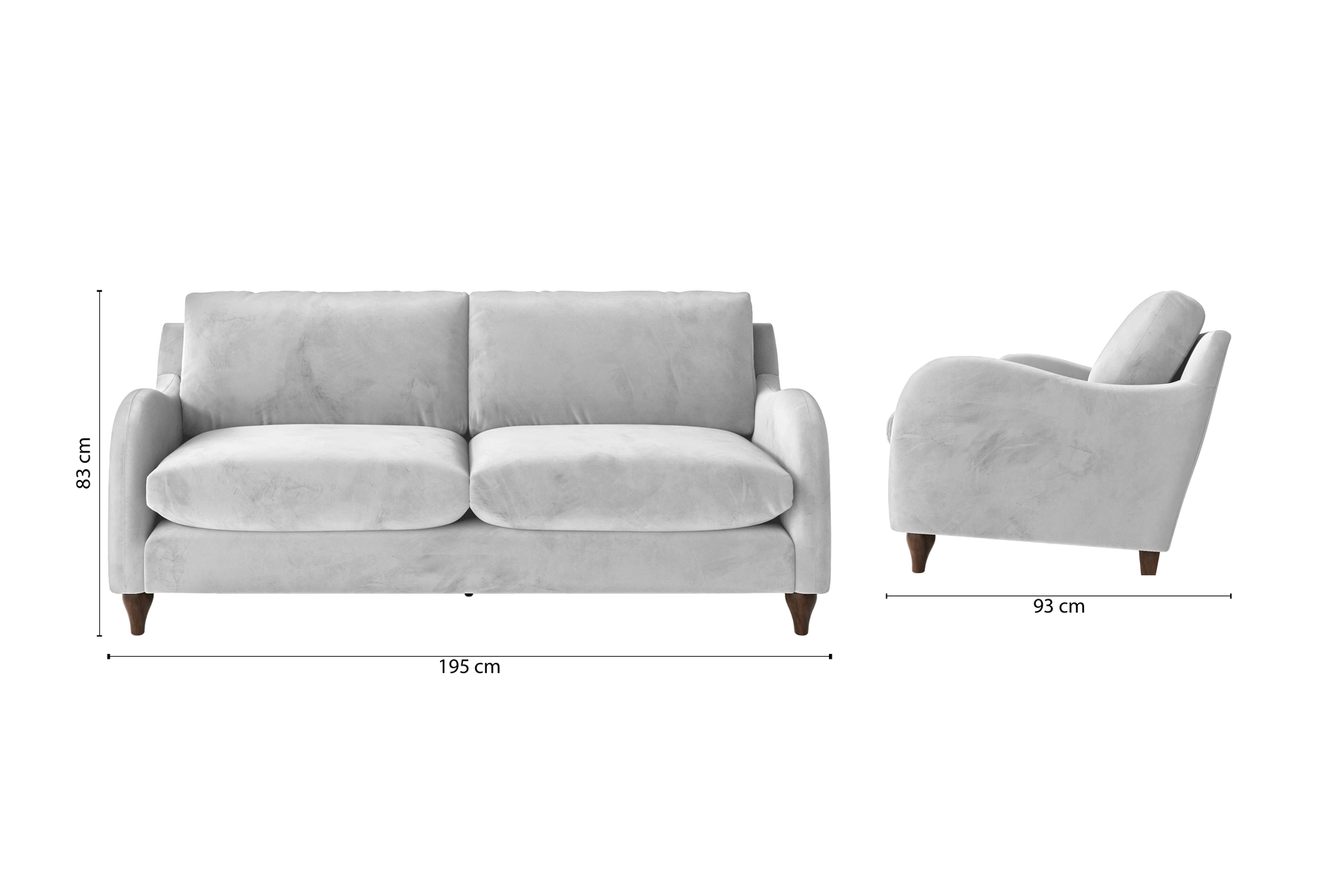 Sallisaw 3 Seater Sofa White Velvet