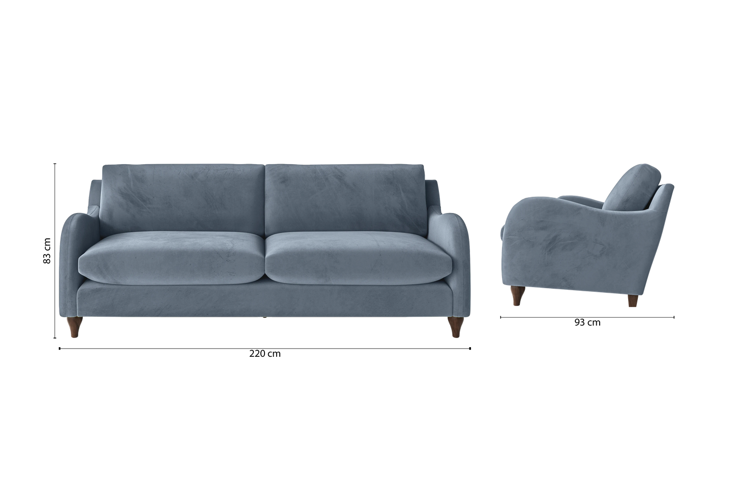 Sallisaw 4 Seater Sofa Baby Blue Velvet