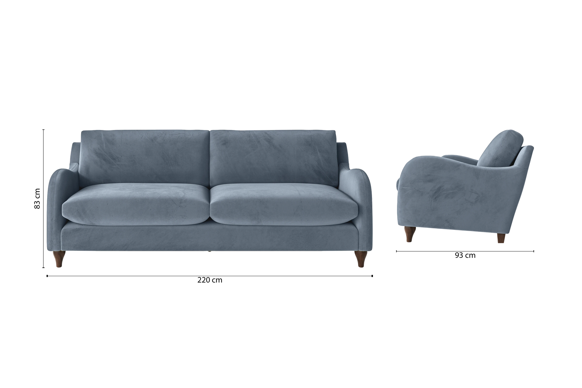 Sallisaw 4 Seater Sofa Baby Blue Velvet