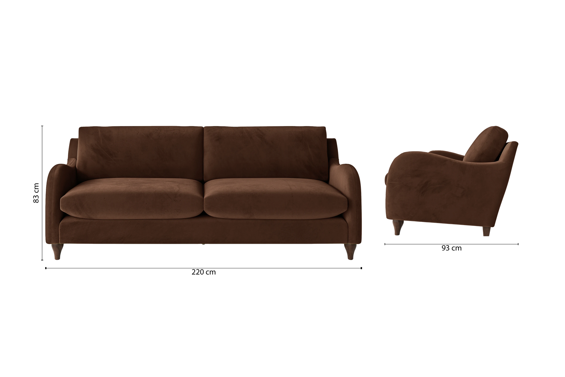 Sallisaw 4 Seater Sofa Coffee Brown Velvet