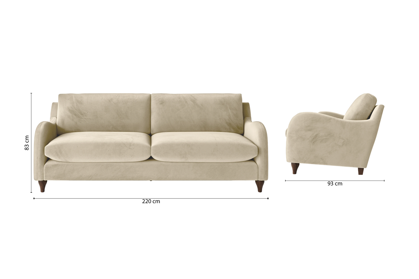 Sallisaw 4 Seater Sofa Cream Velvet