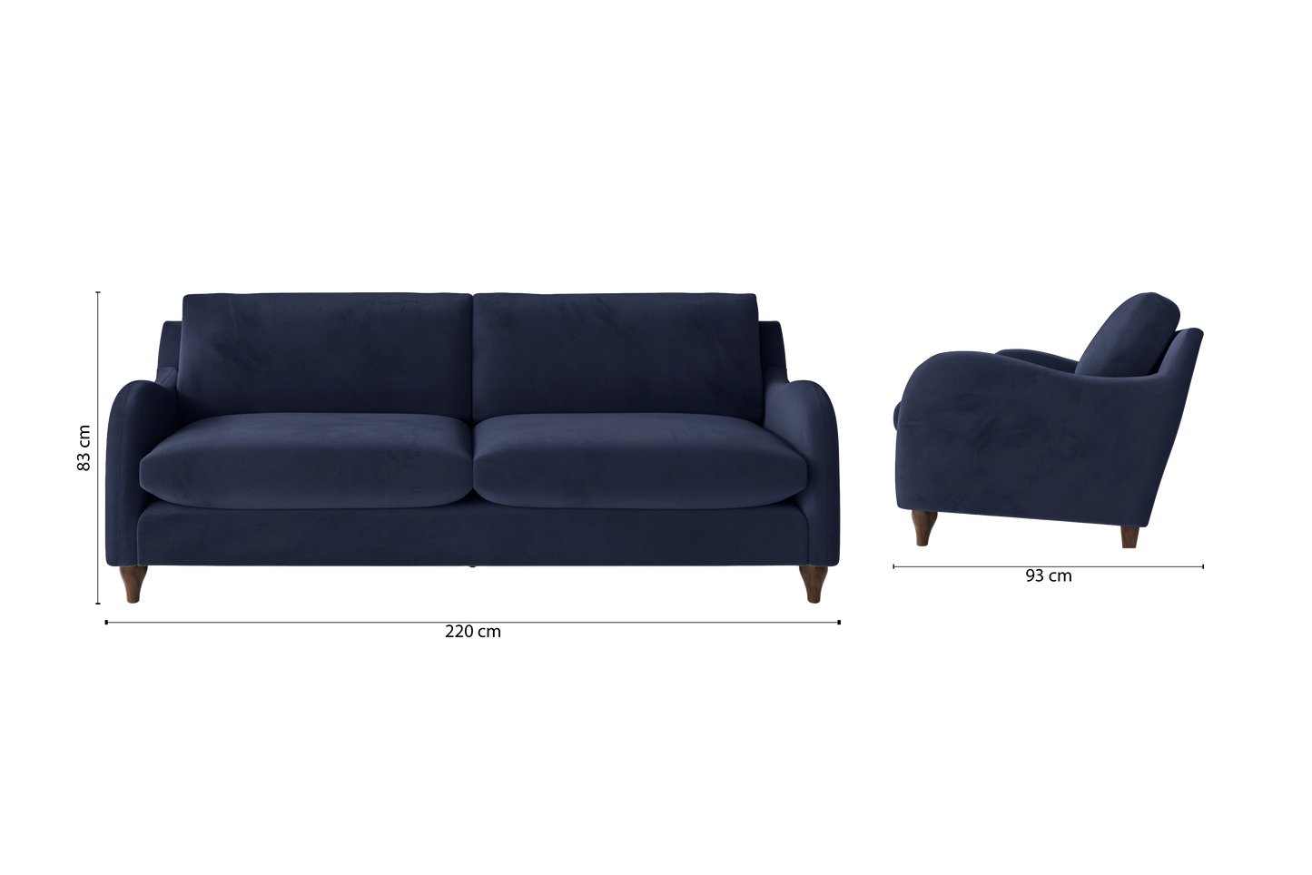 Sallisaw 4 Seater Sofa Dark Blue Velvet