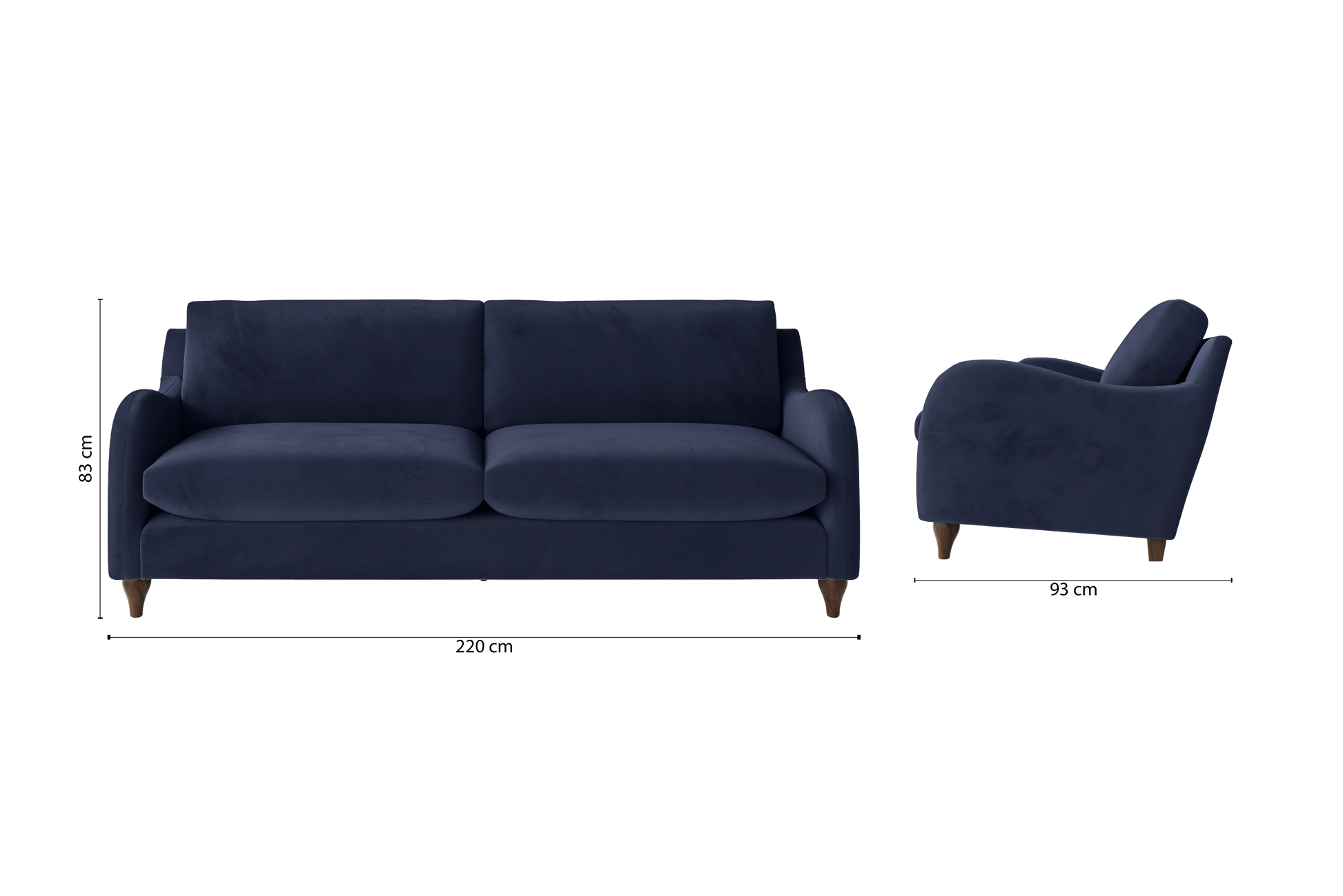 Sallisaw 4 Seater Sofa Dark Blue Velvet