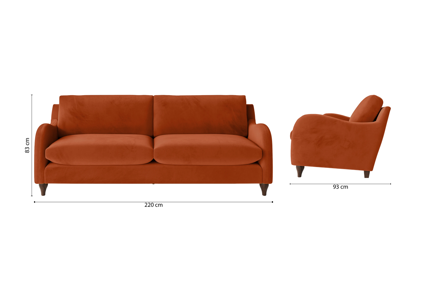 Sallisaw 4 Seater Sofa Orange Velvet