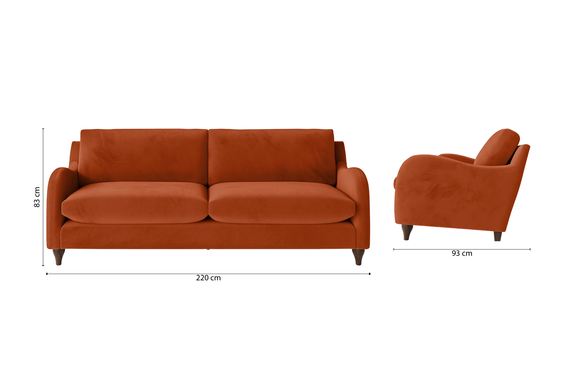 Sallisaw 4 Seater Sofa Orange Velvet