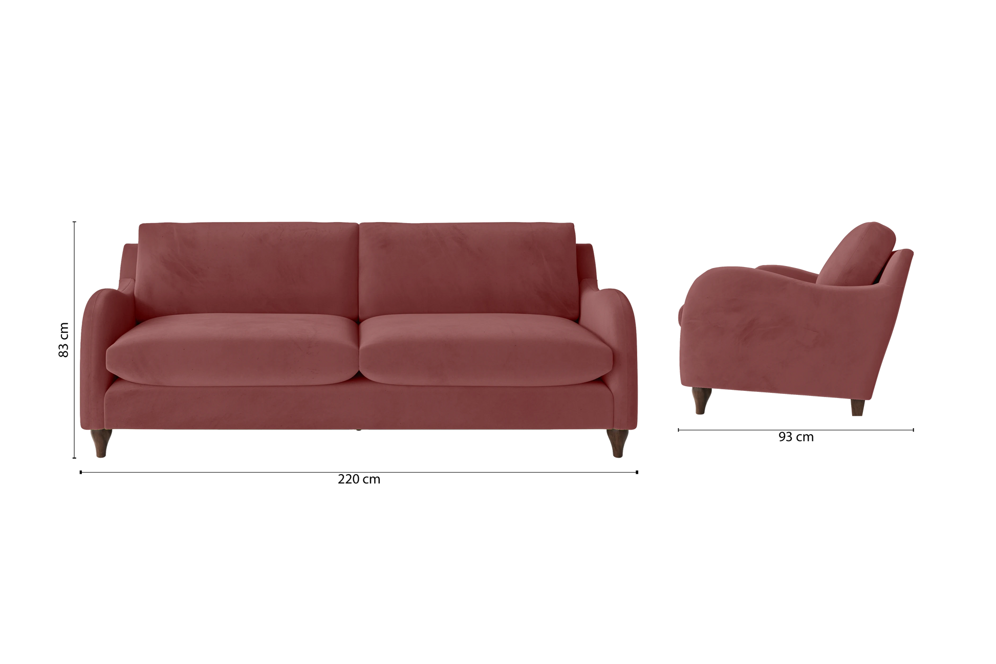 Sallisaw 4 Seater Sofa Pink Velvet