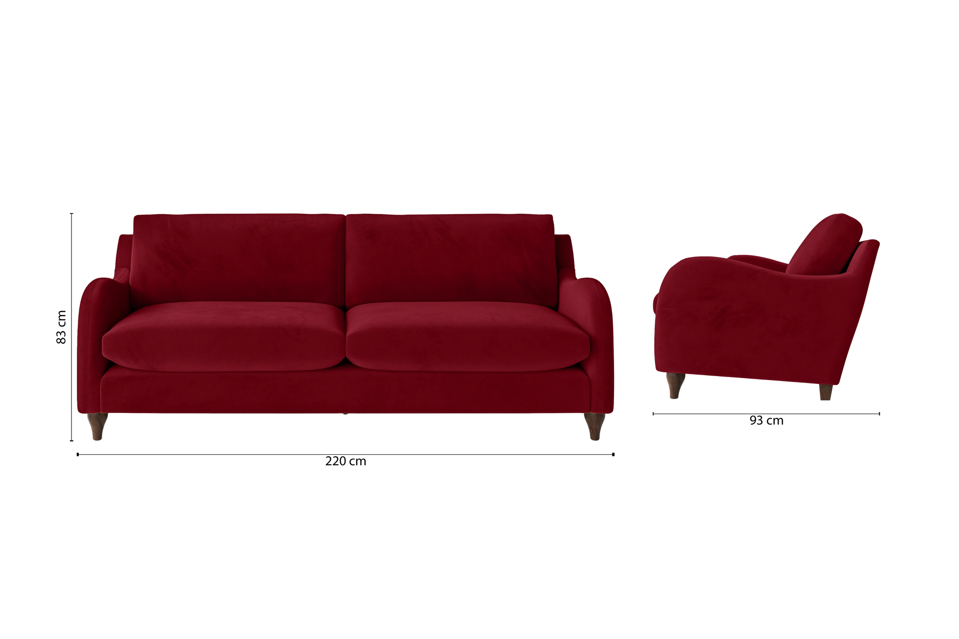 Sallisaw 4 Seater Sofa Red Velvet