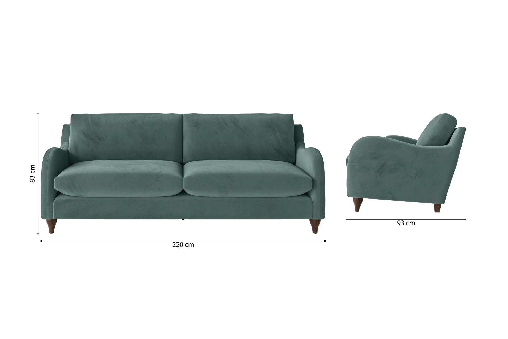 Sallisaw 4 Seater Sofa Teal Velvet