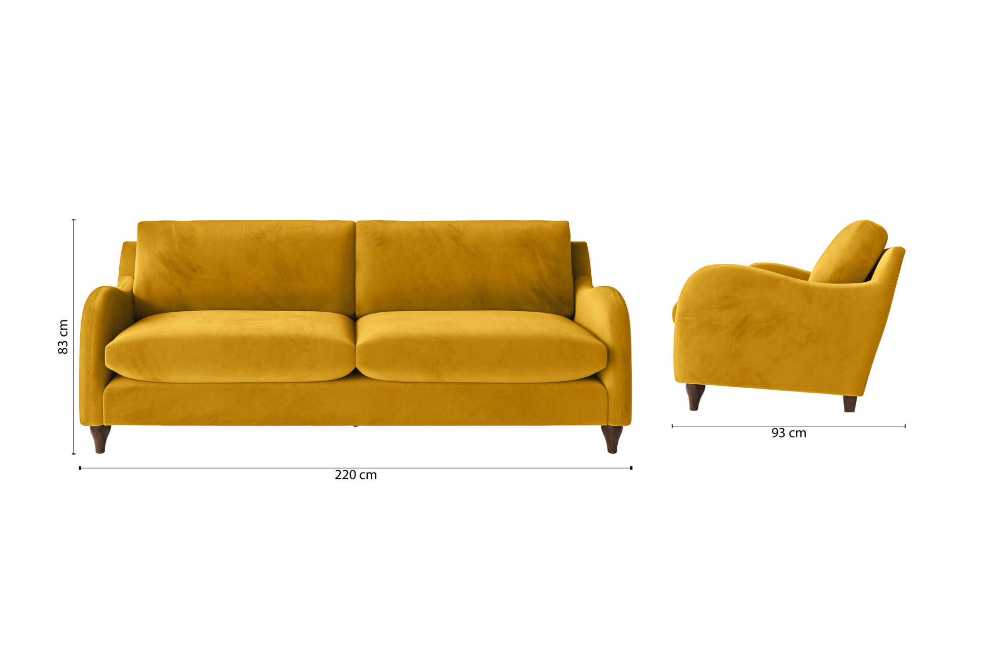 Sallisaw 4 Seater Sofa Yellow Velvet