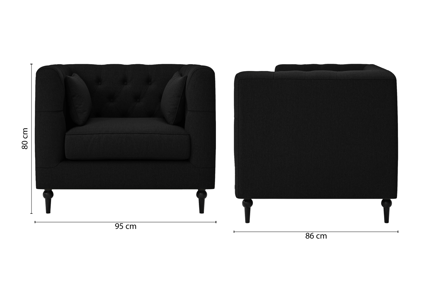 Sanremo Armchair Black Linen Fabric