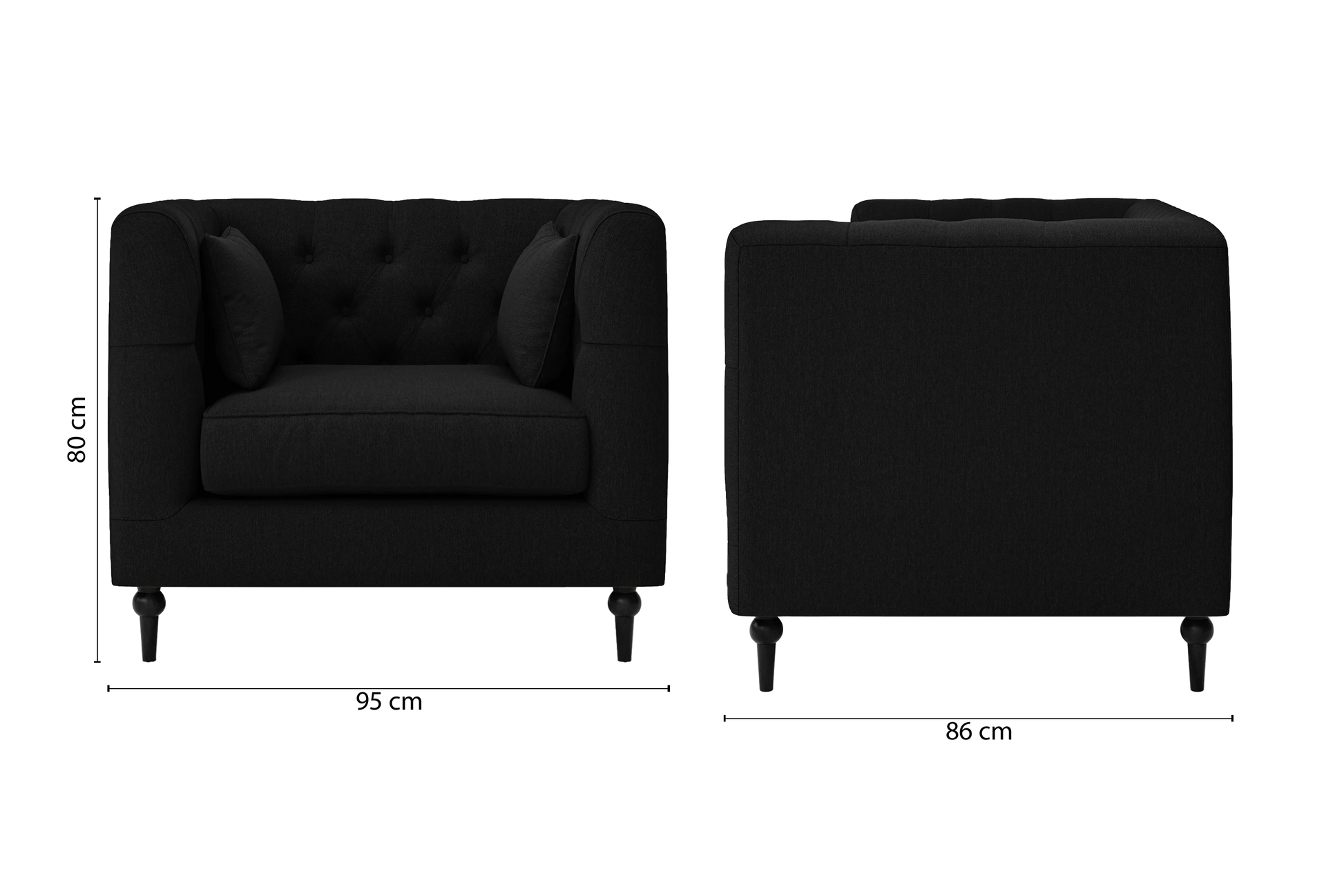 Sanremo Armchair Black Linen Fabric