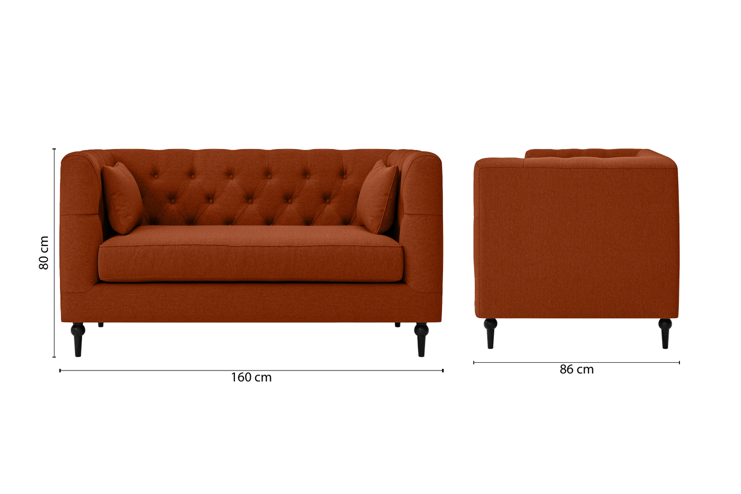 Sanremo 2 Seater Sofa Orange Linen Fabric