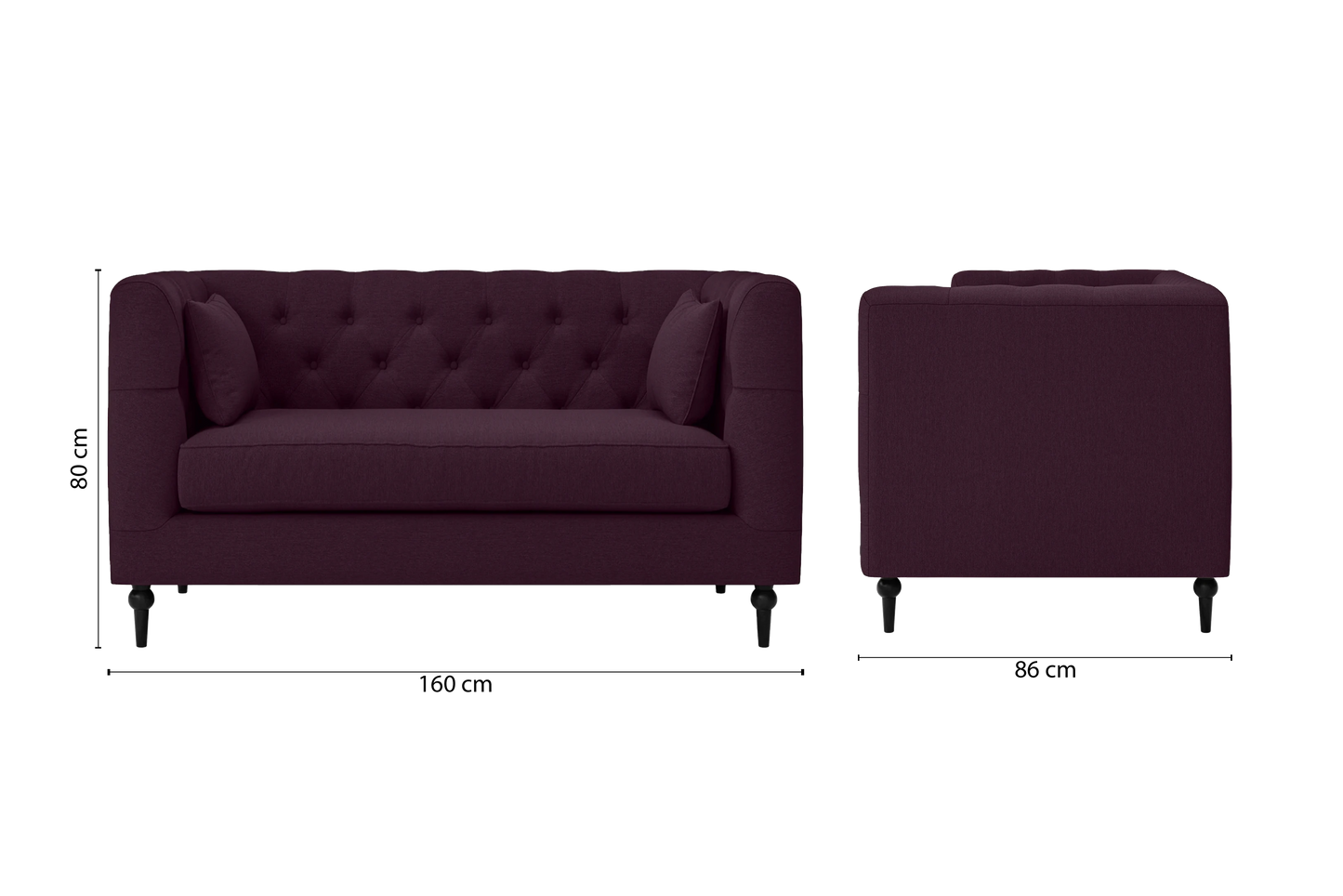 Sanremo 2 Seater Sofa Purple Linen Fabric