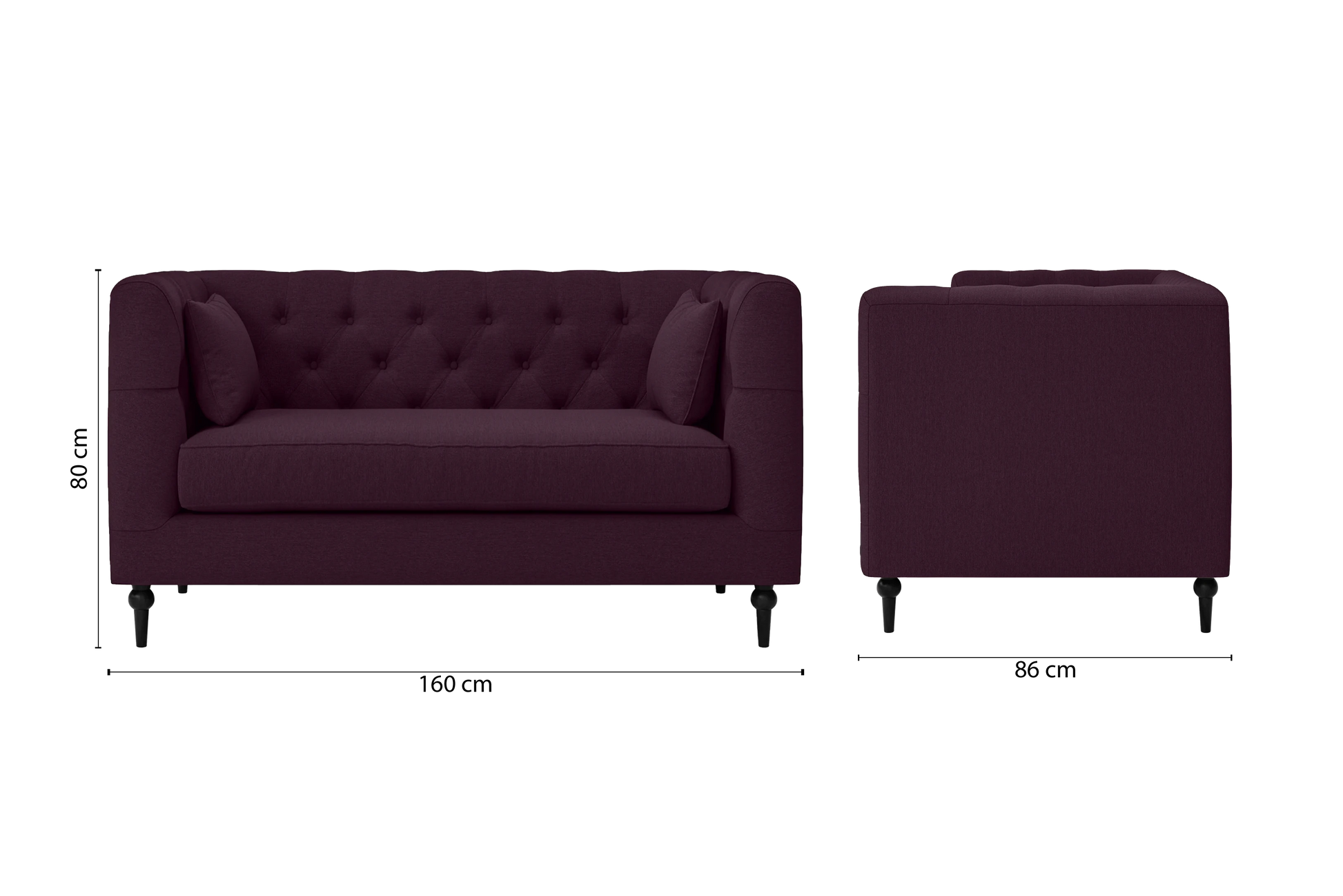 Sanremo 2 Seater Sofa Purple Linen Fabric