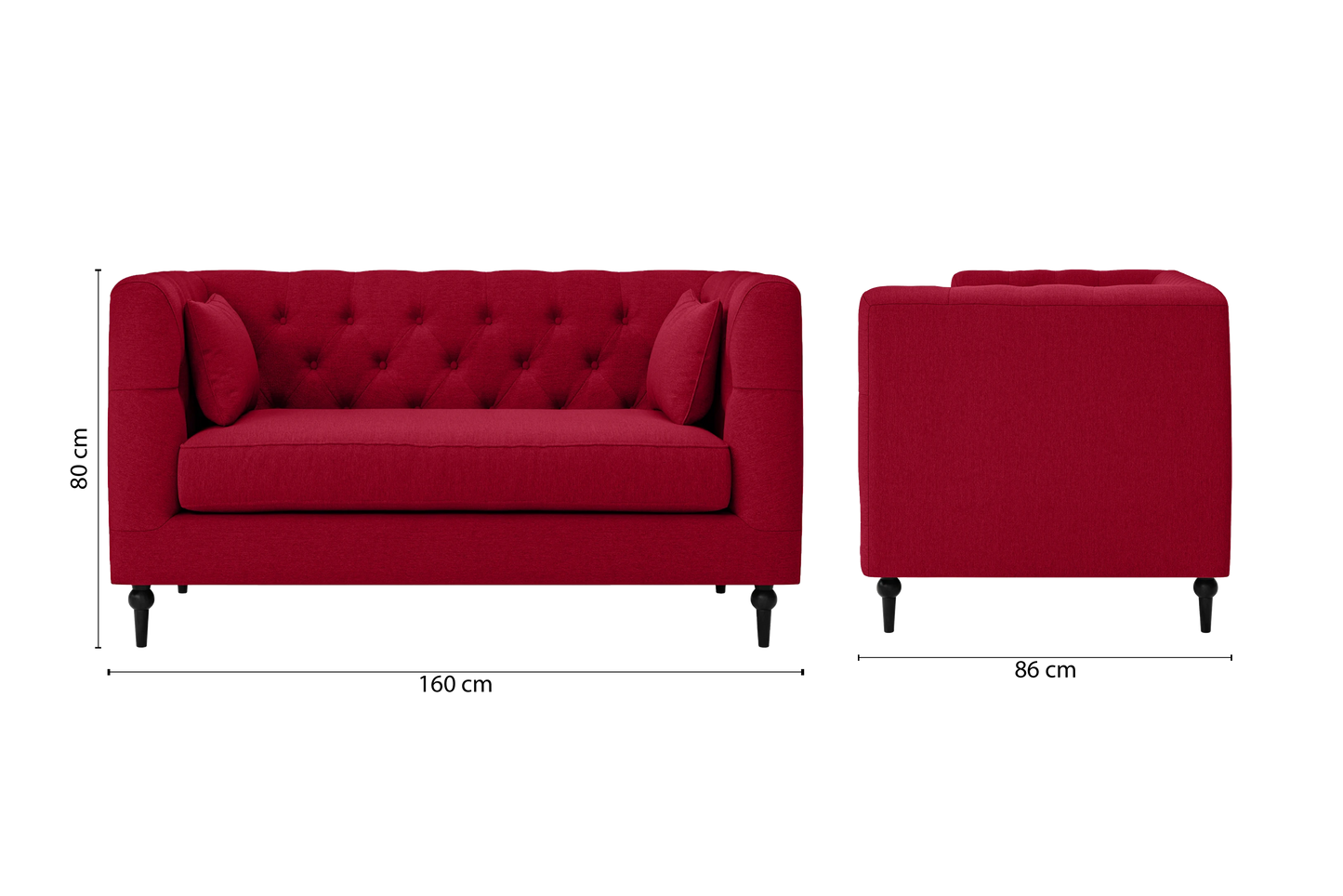 Sanremo 2 Seater Sofa Red Linen Fabric