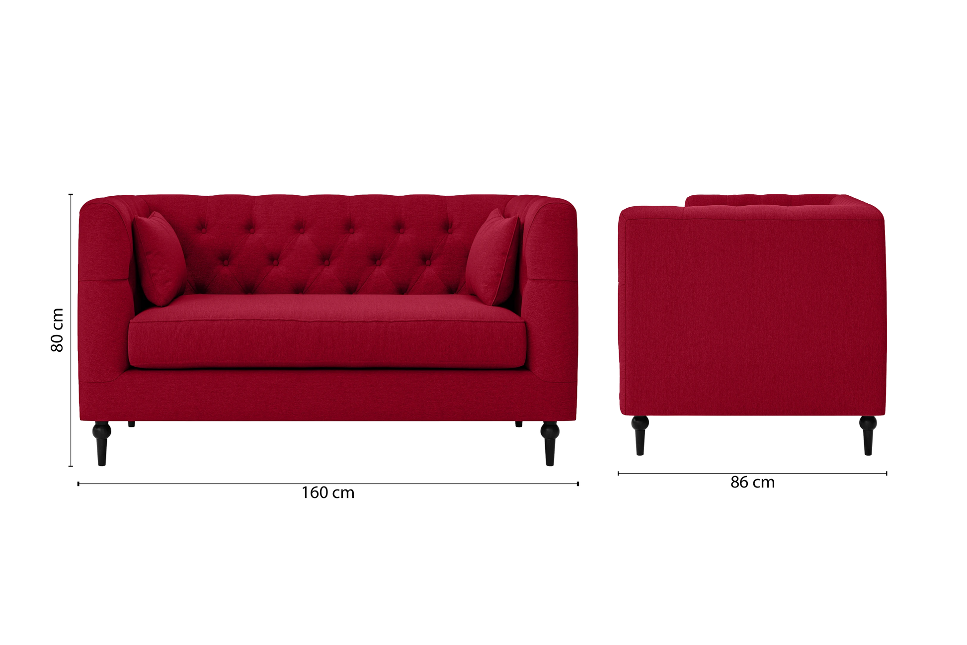 Sanremo 2 Seater Sofa Red Linen Fabric