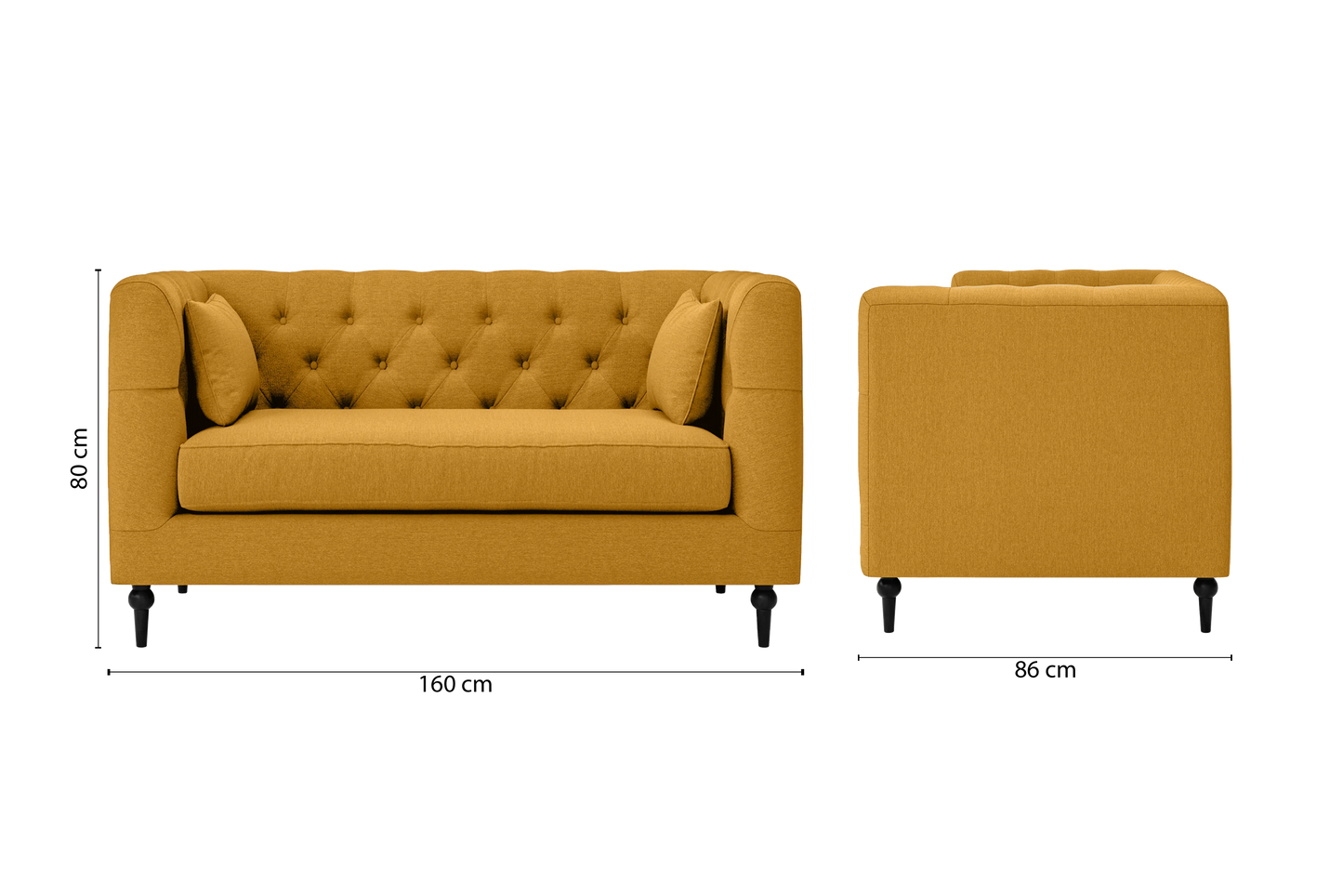 Sanremo 2 Seater Sofa Yellow Linen Fabric