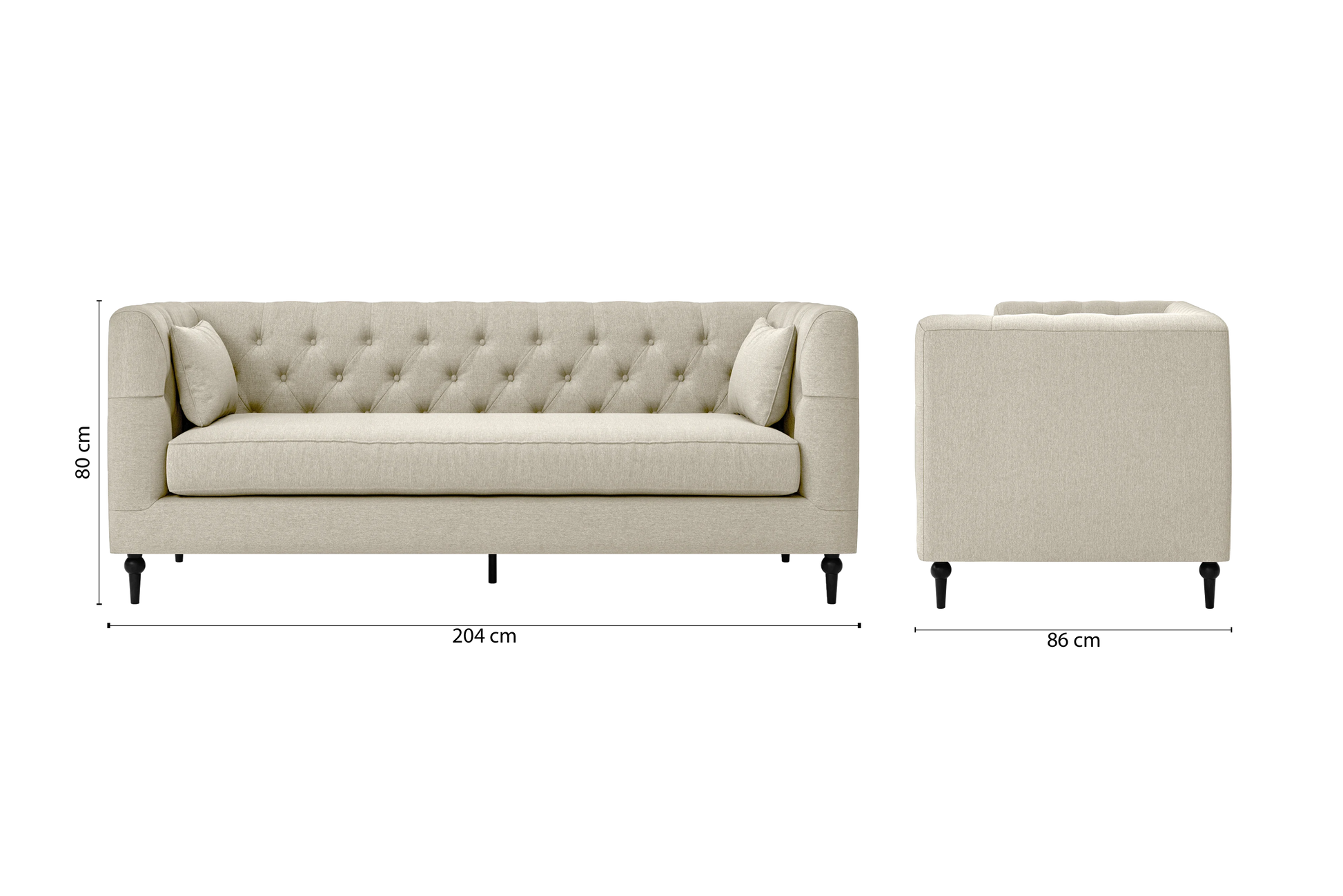 Sanremo 3 Seater Sofa Cream Linen Fabric