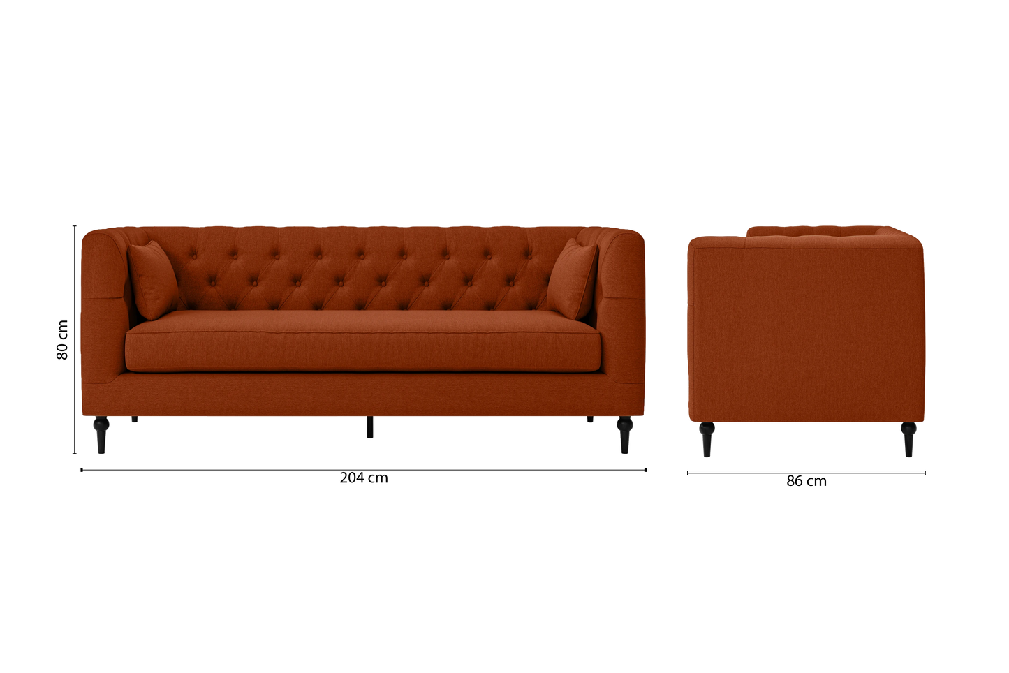 Sanremo 3 Seater Sofa Orange Linen Fabric