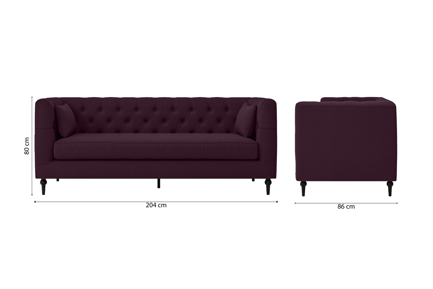 Sanremo 3 Seater Sofa Purple Linen Fabric