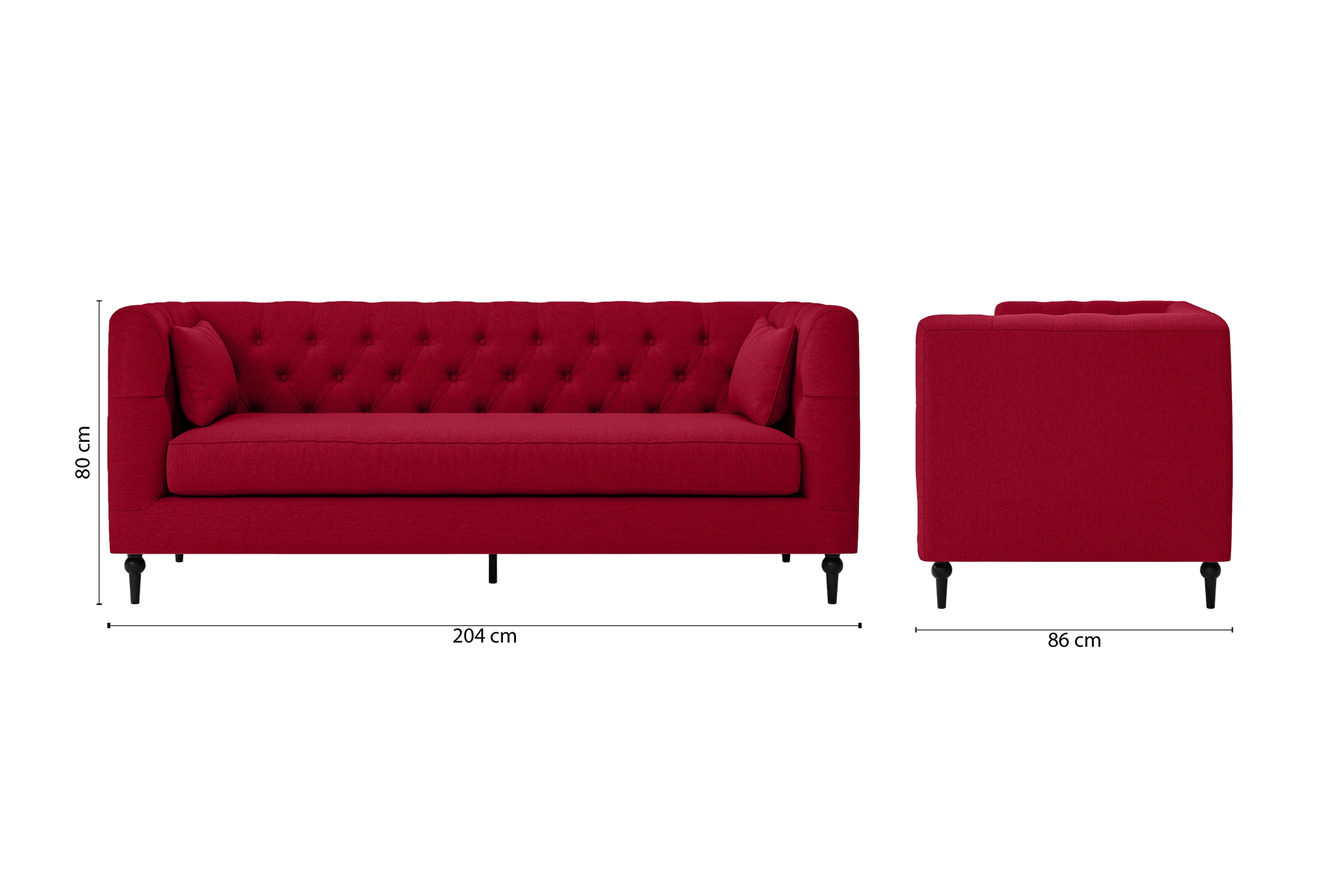 Sanremo 3 Seater Sofa Red Linen Fabric